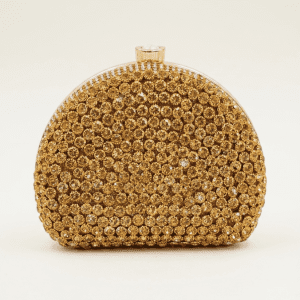 Premium Crystal Studded Half-Moon Bridal Clutch