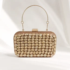 Champagne Crystal Bridal Clutch Luxury Wedding Purse for Women