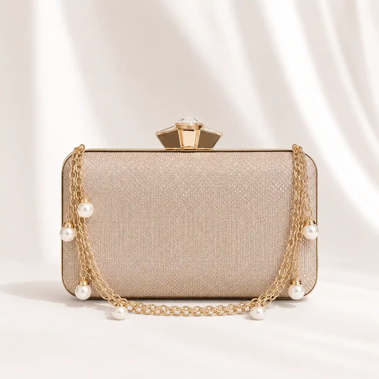 Luxury Pearl Chain Clutch Bridal Purse Party Bag for Women