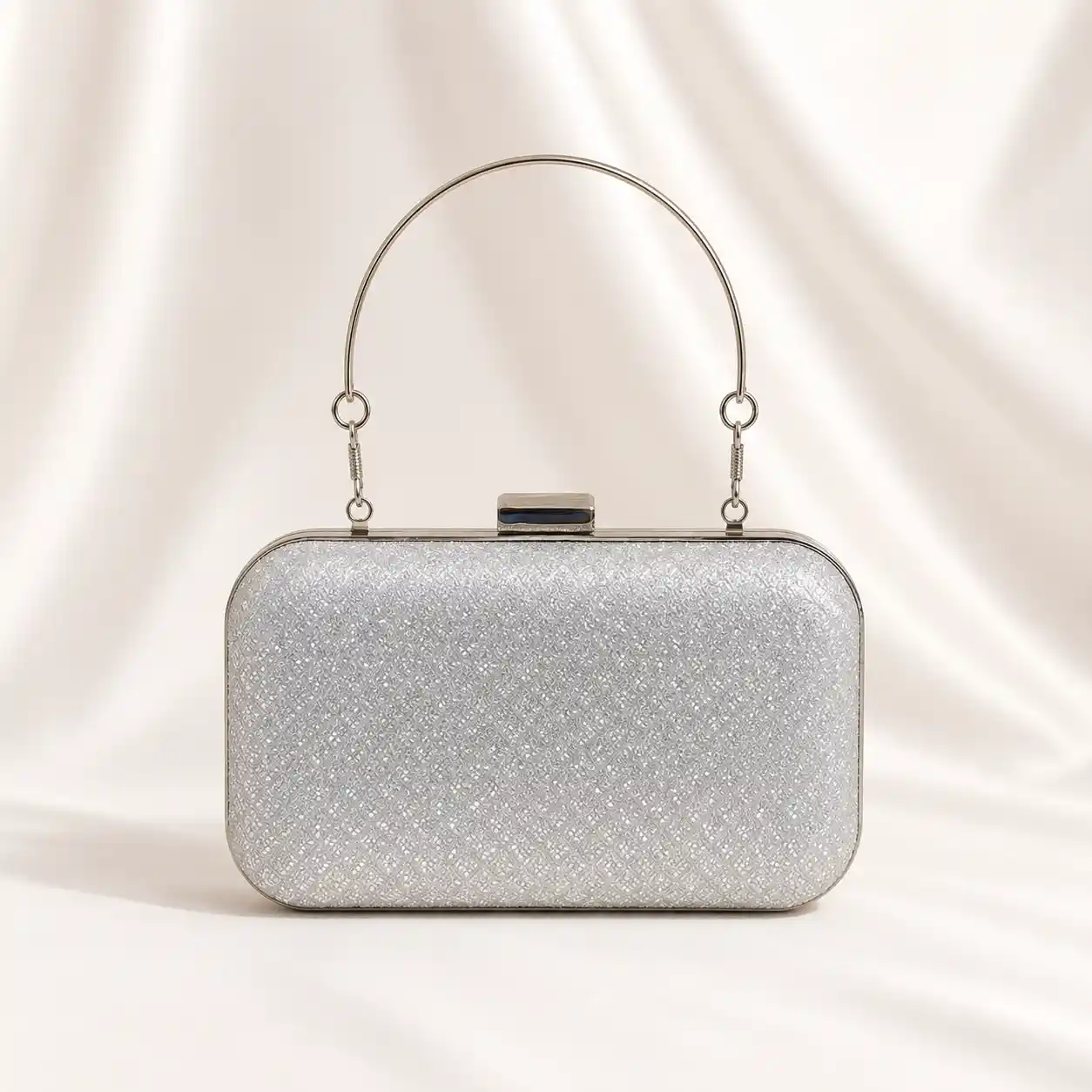 Silver Bridal Clutch Purse Luxury Wedding Handbag for Women