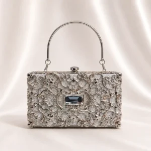 Luxury Silver Bridal Clutch – Elegant Wedding Purse for Brides A1