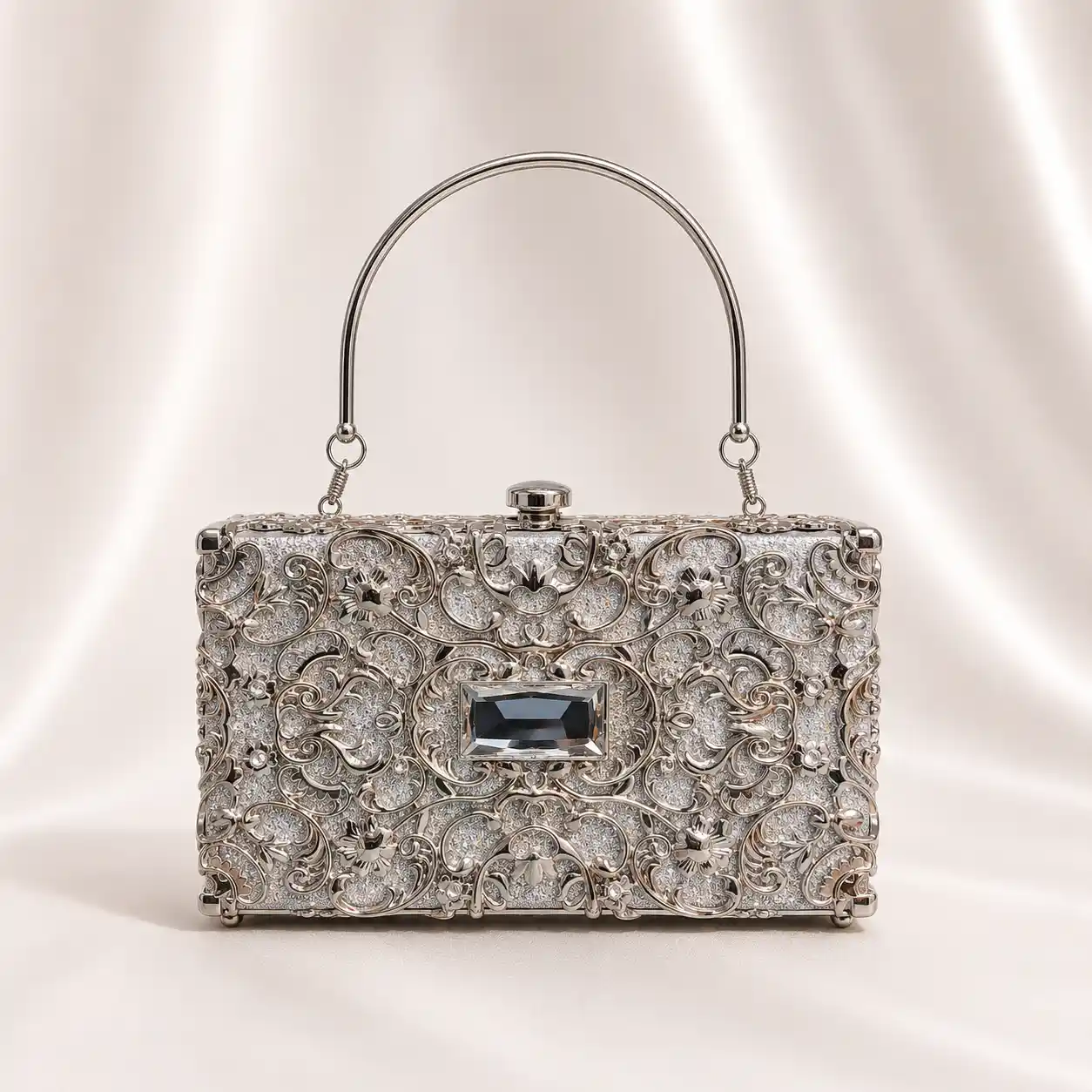 Luxury Silver Bridal Clutch – Elegant Wedding Purse for Brides A1