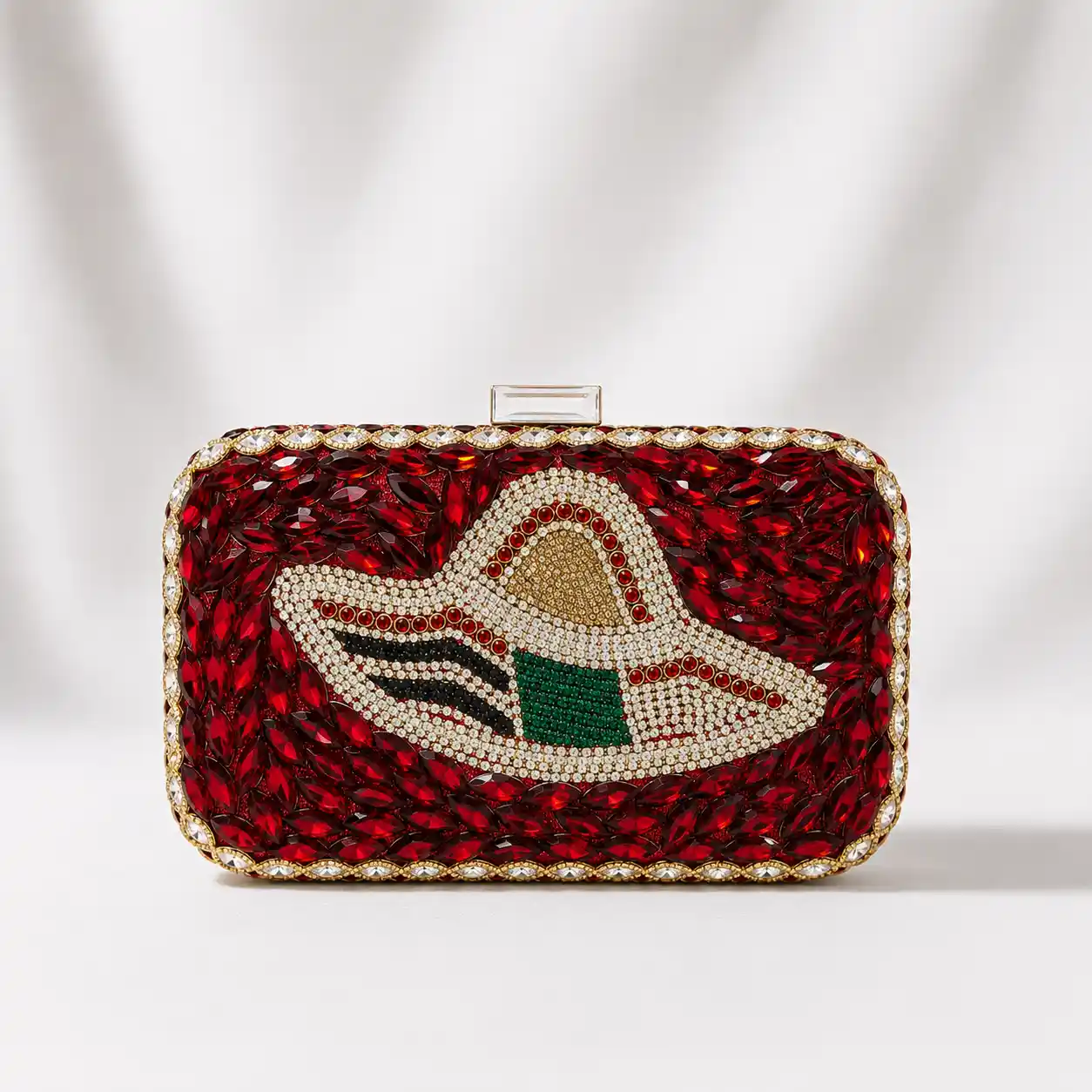 Luxury Crystal Bridal Clutch Red