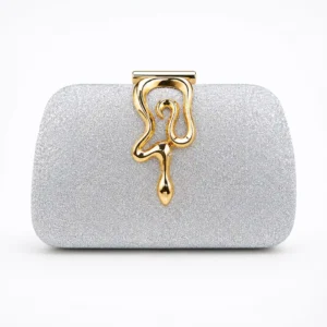 Luxury Silver Evening Clutch designer party bag with metallic finish