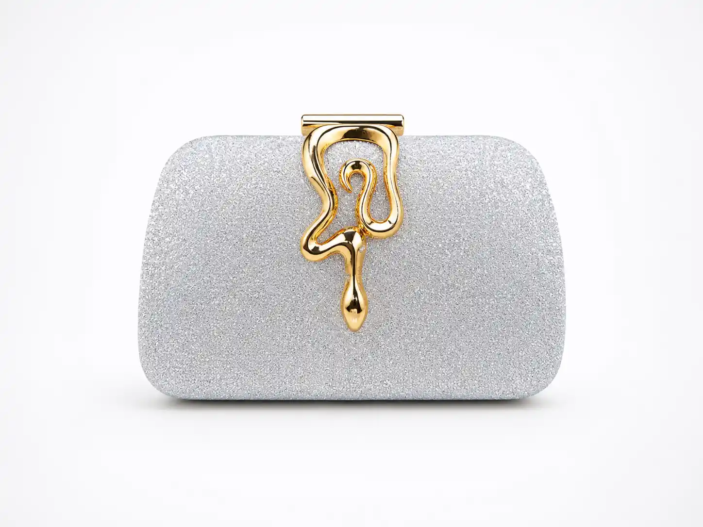 Luxury Silver Evening Clutch designer party bag with metallic finish