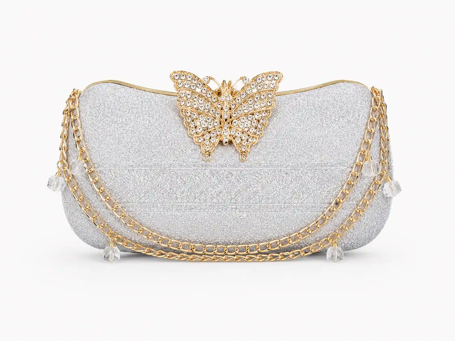 Butterfly Crystal Evening Clutch – Stunning Elegant Gold Party Purse No1 - Image 2