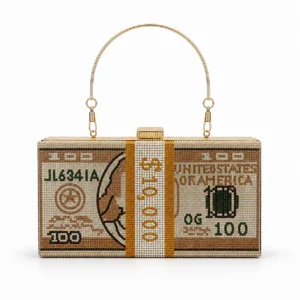 Dollar Rhinestone Clutch luxury money design rhinestone evening bag for women