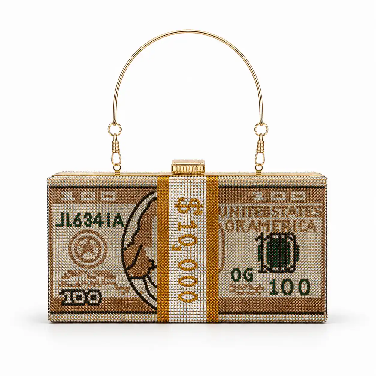 Dollar Rhinestone Clutch luxury money design rhinestone evening bag for women