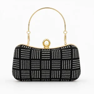 Elegant Black Rhinestone Evening Clutch luxury party and wedding purse with crystal embellishments