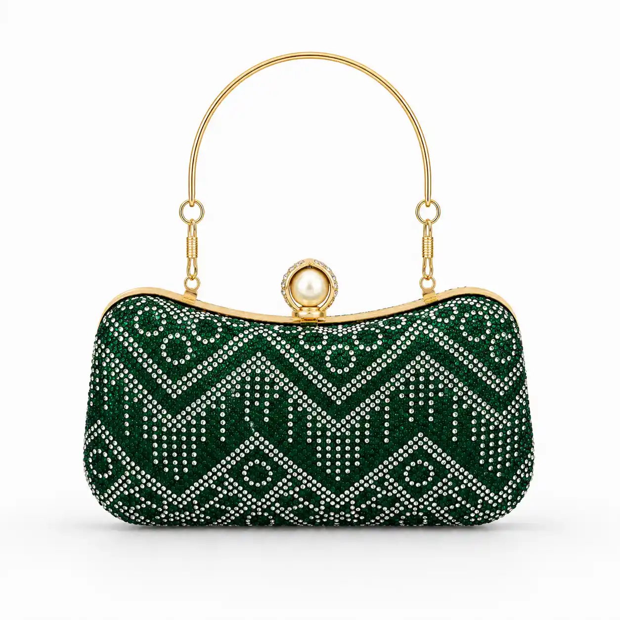 Elegant Green Bridal Clutch Purse Wedding Handbag for Women