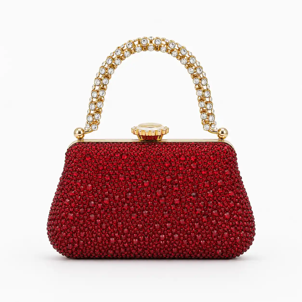 Elegant Red Crystal Evening Bag Luxury Bridal Party Clutch Purse