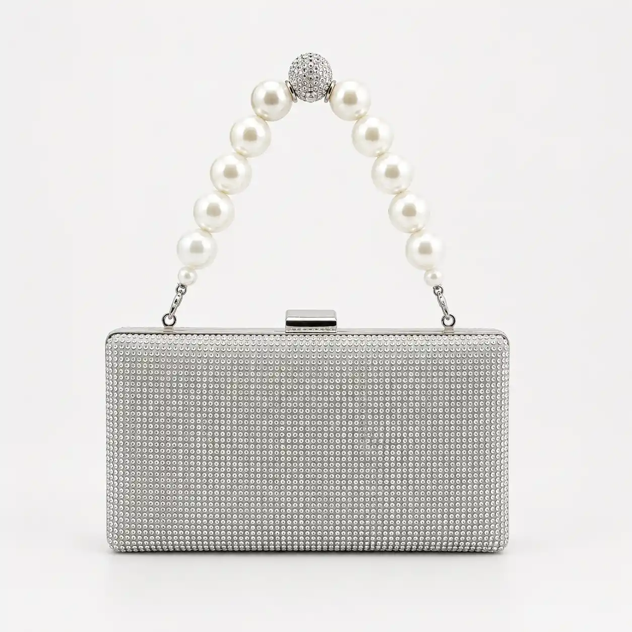 Pearl Handle Rhinestone Clutch Bag – Bridal Wedding Party Purse