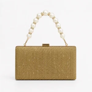 Pearl Handle Rhinestone Clutch Bag – Bridal Wedding Party Purse