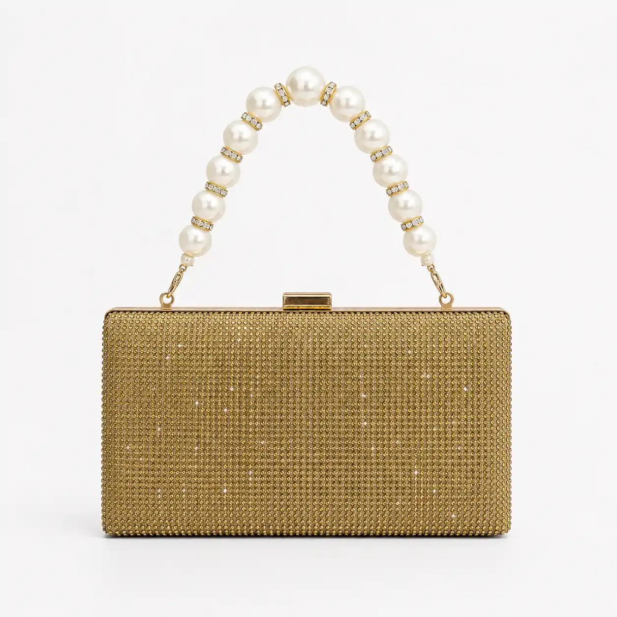 Pearl Handle Rhinestone Clutch Bag – Bridal Wedding Party Purse