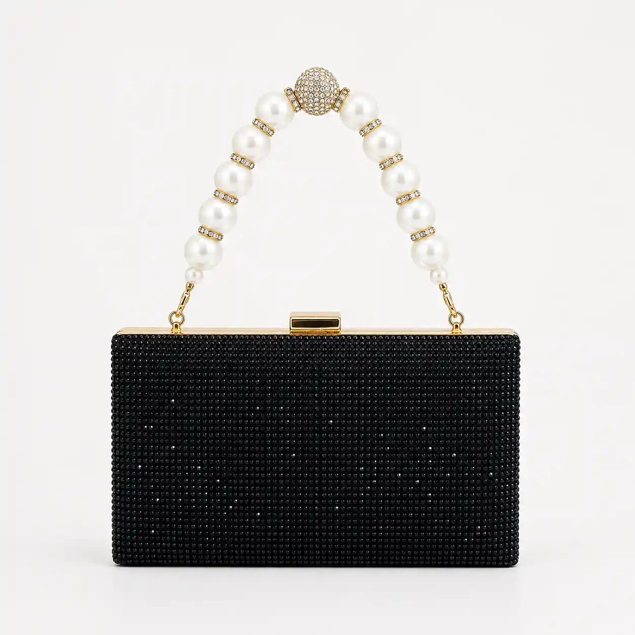 Pearl Handle Rhinestone Clutch Bag – Bridal Wedding Party Purse