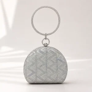 silver crystal clutch bag