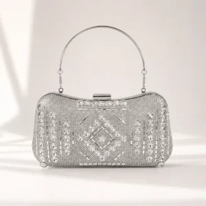 silver rhinestone clutch bag