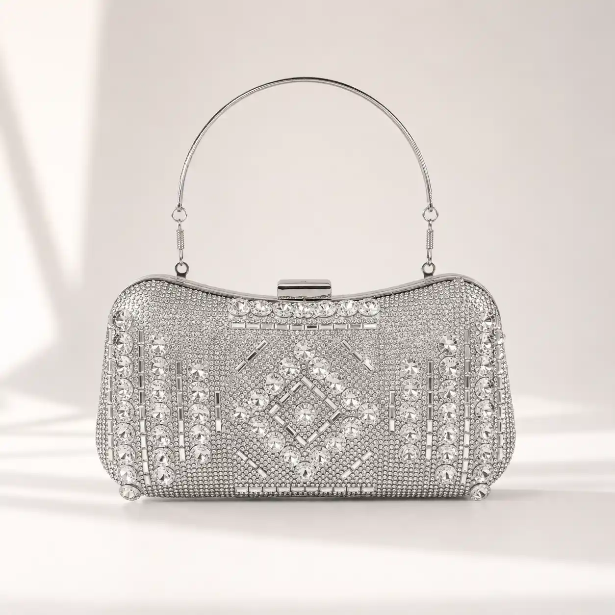 silver rhinestone clutch bag
