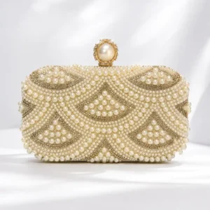 Pearl Bridal Golden Clutch