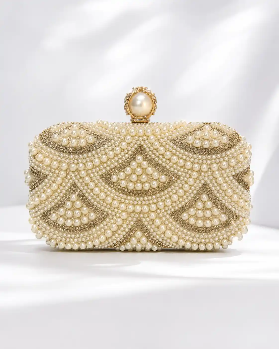 Pearl Bridal Golden Clutch