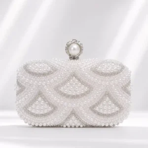 Pearl Bridal White Clutch