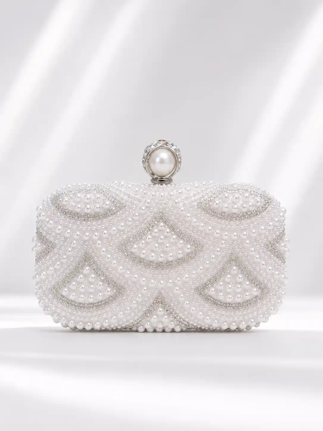 Pearl Bridal White Clutch