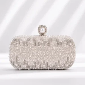 Pearl Evening Clutch Bead Clutch Rhinestone Wedding Purse for Brides