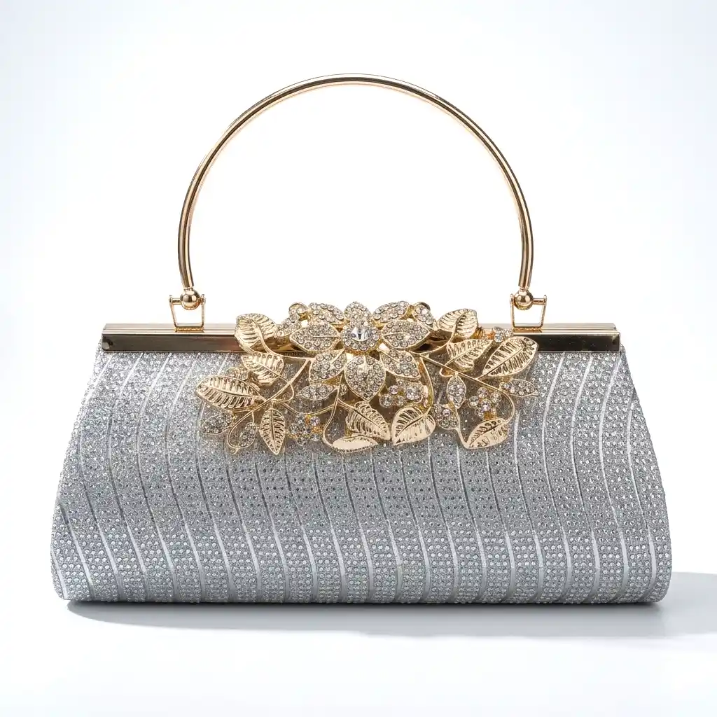 Luxury bridal clutch bag party wear hand purse with mobile phone storage space