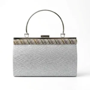 silver bridal clutch bag