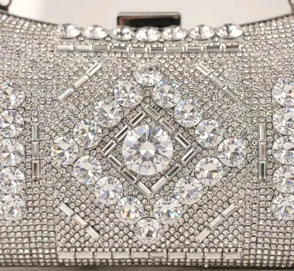 Silver Rhinestone Clutch Bag – Amazing Luxury Bridal Party Wear Purse A1 - Image 3