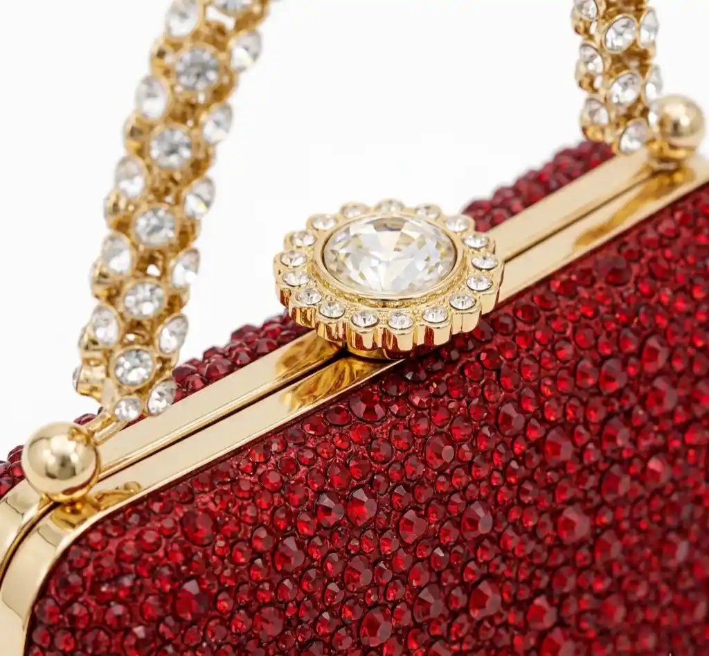 Elegant Red Crystal Evening Bag – Stunning Bridal & Party Clutch A1 - Image 3