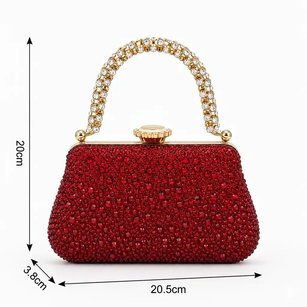 Elegant Red Crystal Evening Bag – Stunning Bridal & Party Clutch A1 - Image 2