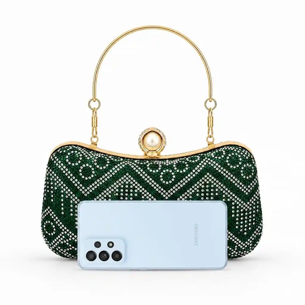 Elegant Green Bridal Clutch Purse – Stunning Wedding Handbag for Women A1 - Image 2
