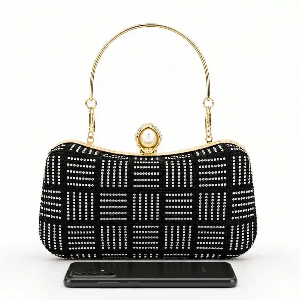 Elegant Black Rhinestone Evening Clutch – Luxury Party & Wedding Purse No1 - Image 2
