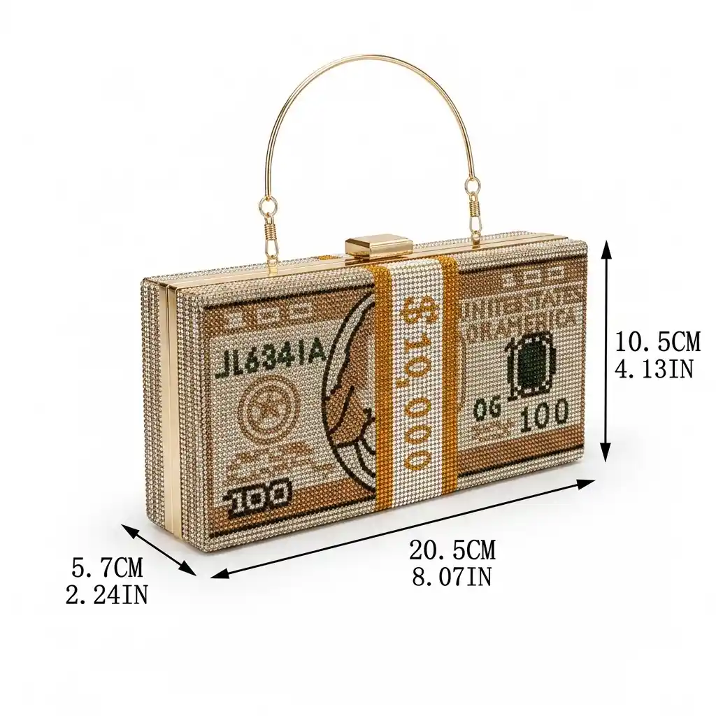 Dollar Rhinestone Clutch luxury money design rhinestone evening bag for women