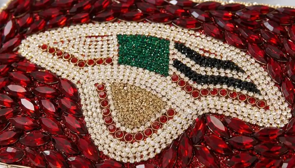 Luxury Crystal Bridal Clutch Red – Stunning Wedding Party Purse A1 - Image 2