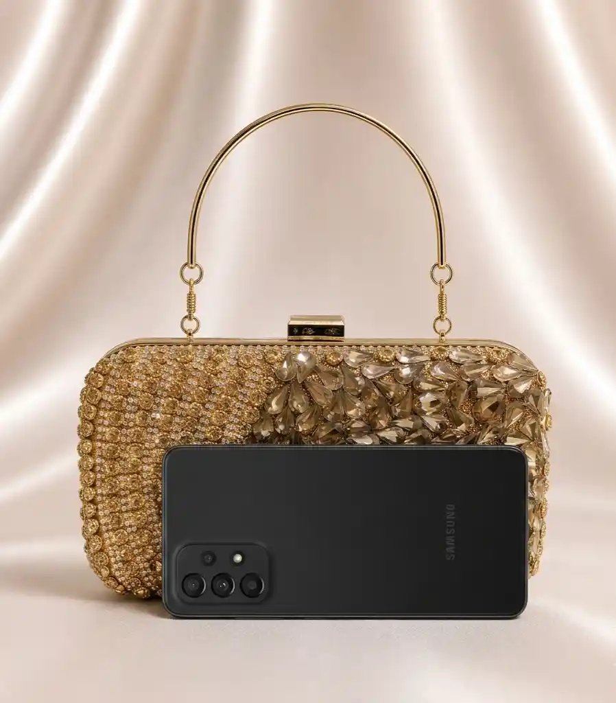 Elegant Gold Rhinestone Bridal Purse luxury Wedding Clutch A1 - Image 2