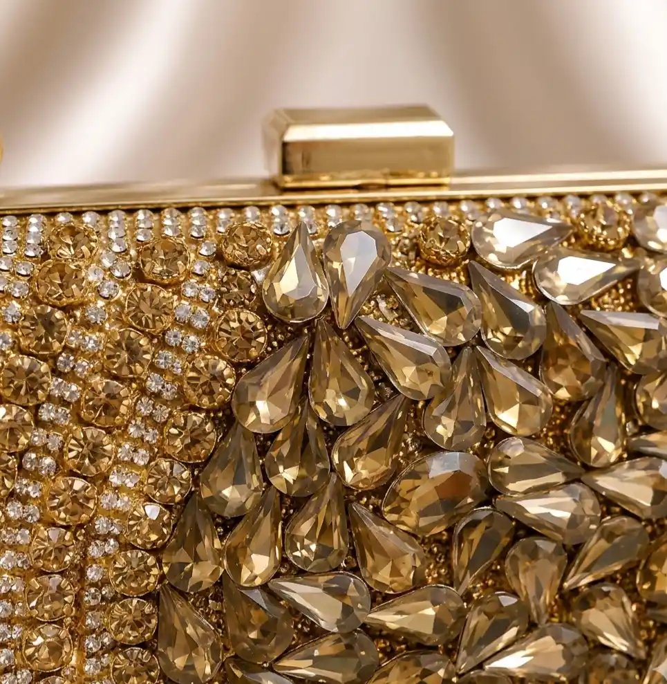 Elegant Gold Rhinestone Bridal Purse luxury Wedding Clutch A1 - Image 3