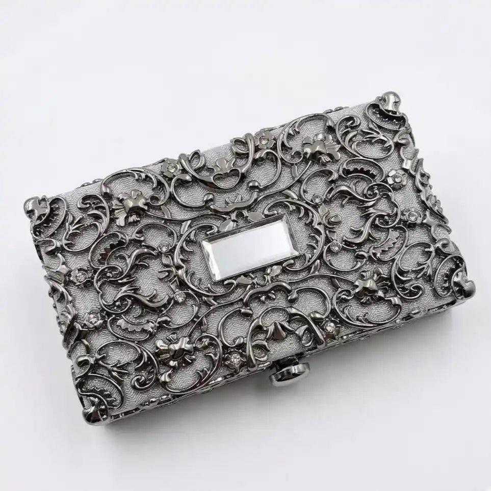 Luxury Silver Bridal Clutch – Elegant Wedding Purse for Brides A1 - Image 2