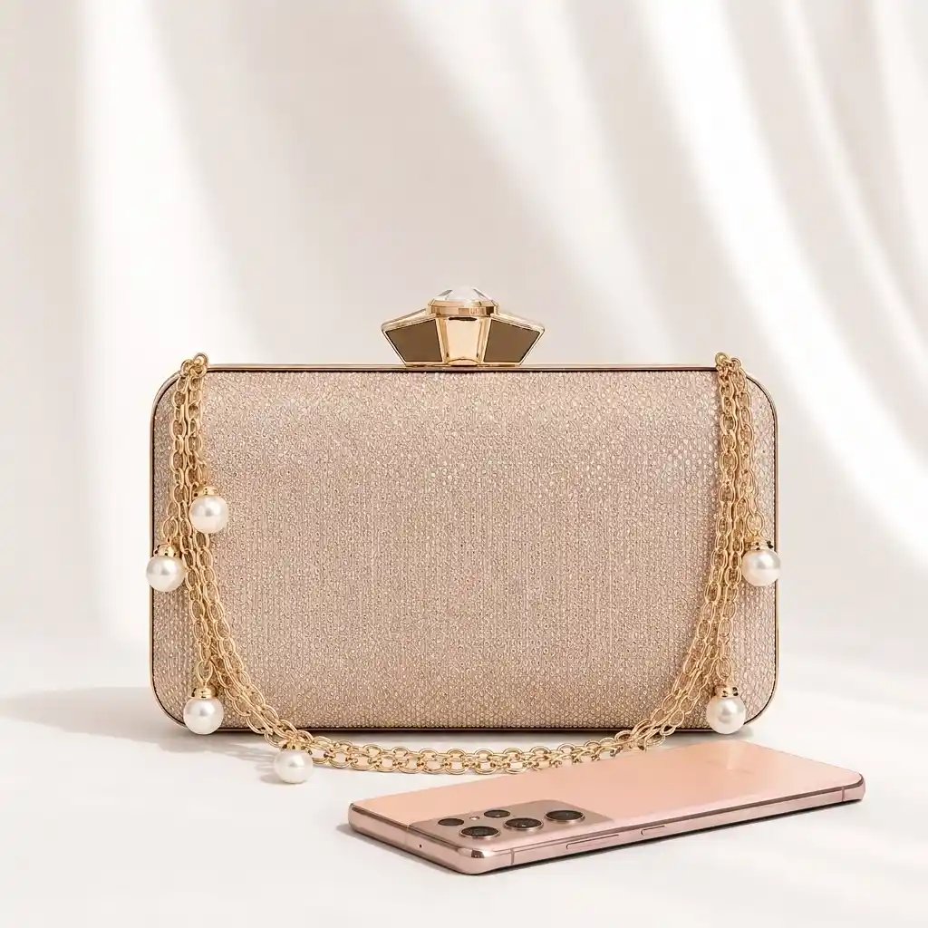 Luxury Pearl Chain Clutch – Elegant Bridal Purse & Party Bag A1 - Image 2