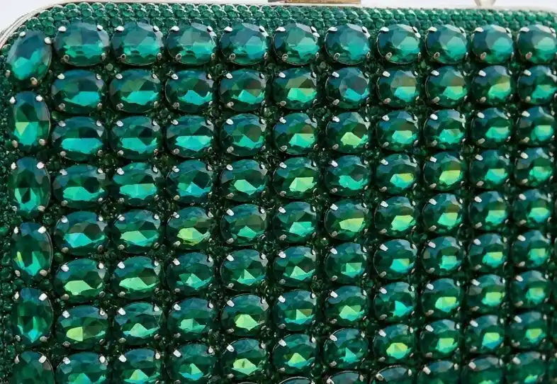 Emerald Crystal Clutch – Stunning Bridal Purse Party Bag No1 - Image 2