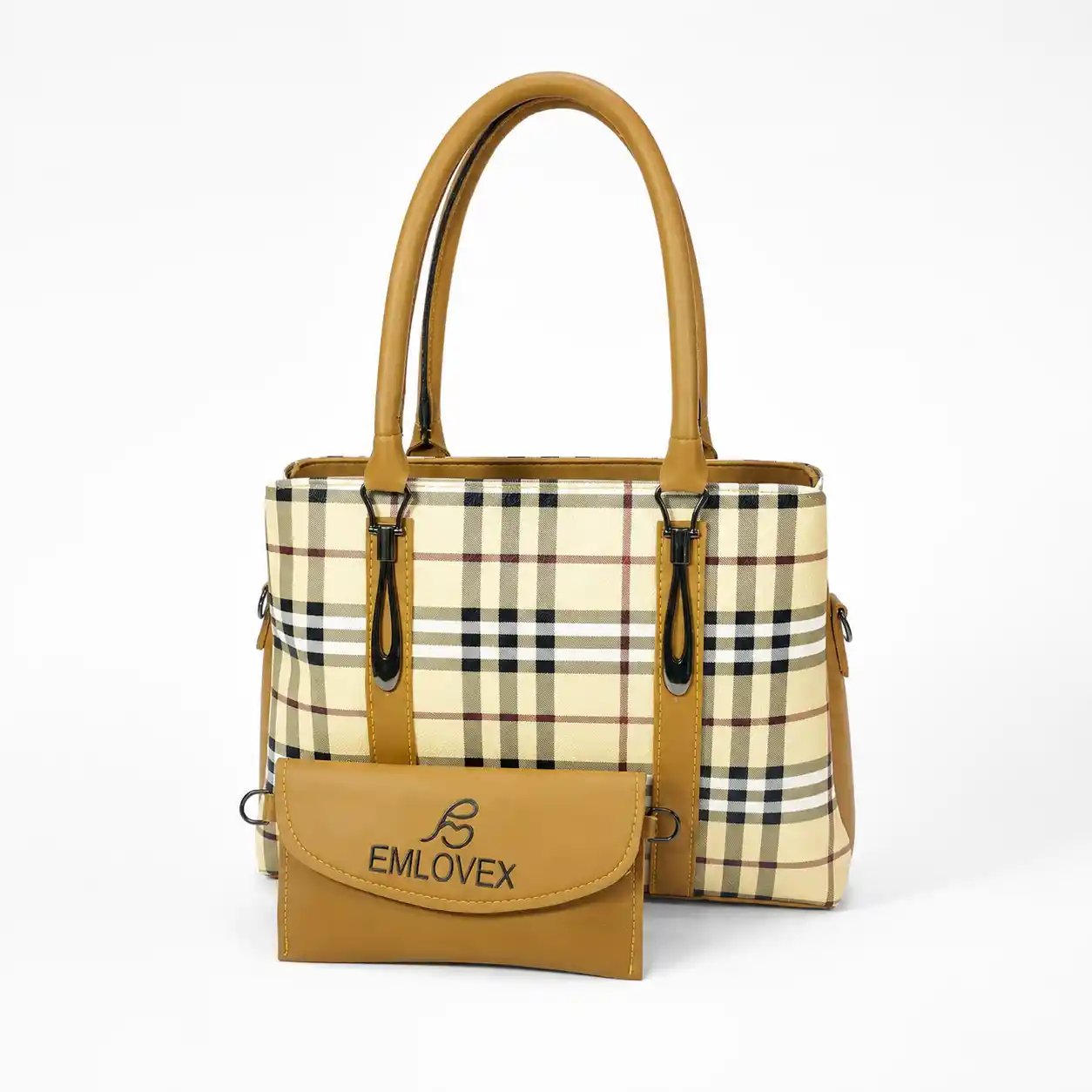 Check Print Ladies Hand Bag Set – Premium Elegant Shoulder Bag with Wallet 2IN1 - Image 2