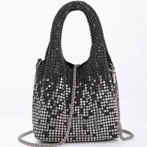 Black Rhinestone Bag – Stunning Crystal Bucket Bag for Women