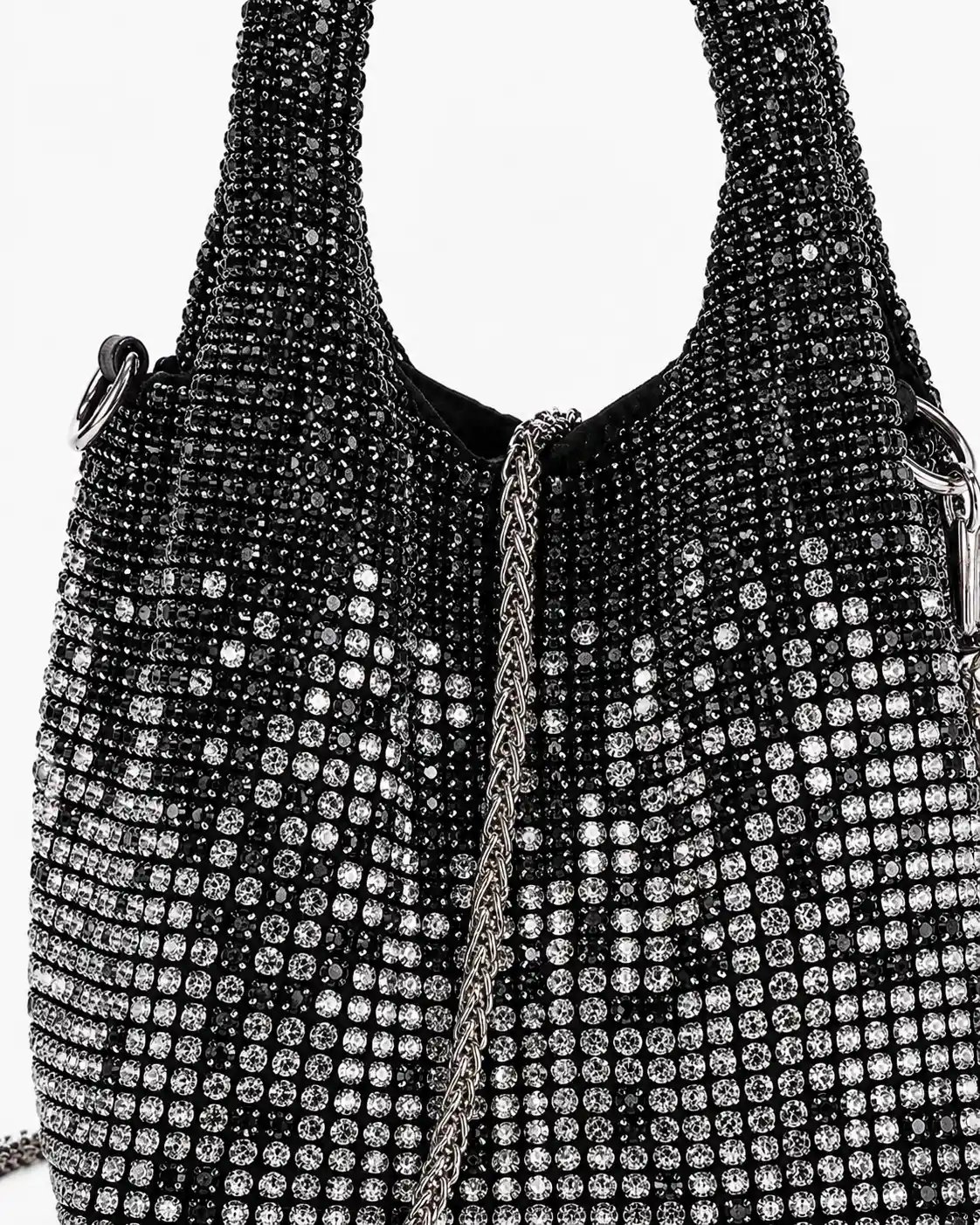Black Rhinestone Bag – Stunning Crystal Bucket Bag for Women A1 - Image 3