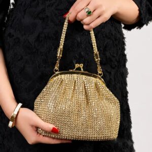 Premium Golden Crystal Stone Bag Luxury Rhinestone Bridal Party Purse for Women
