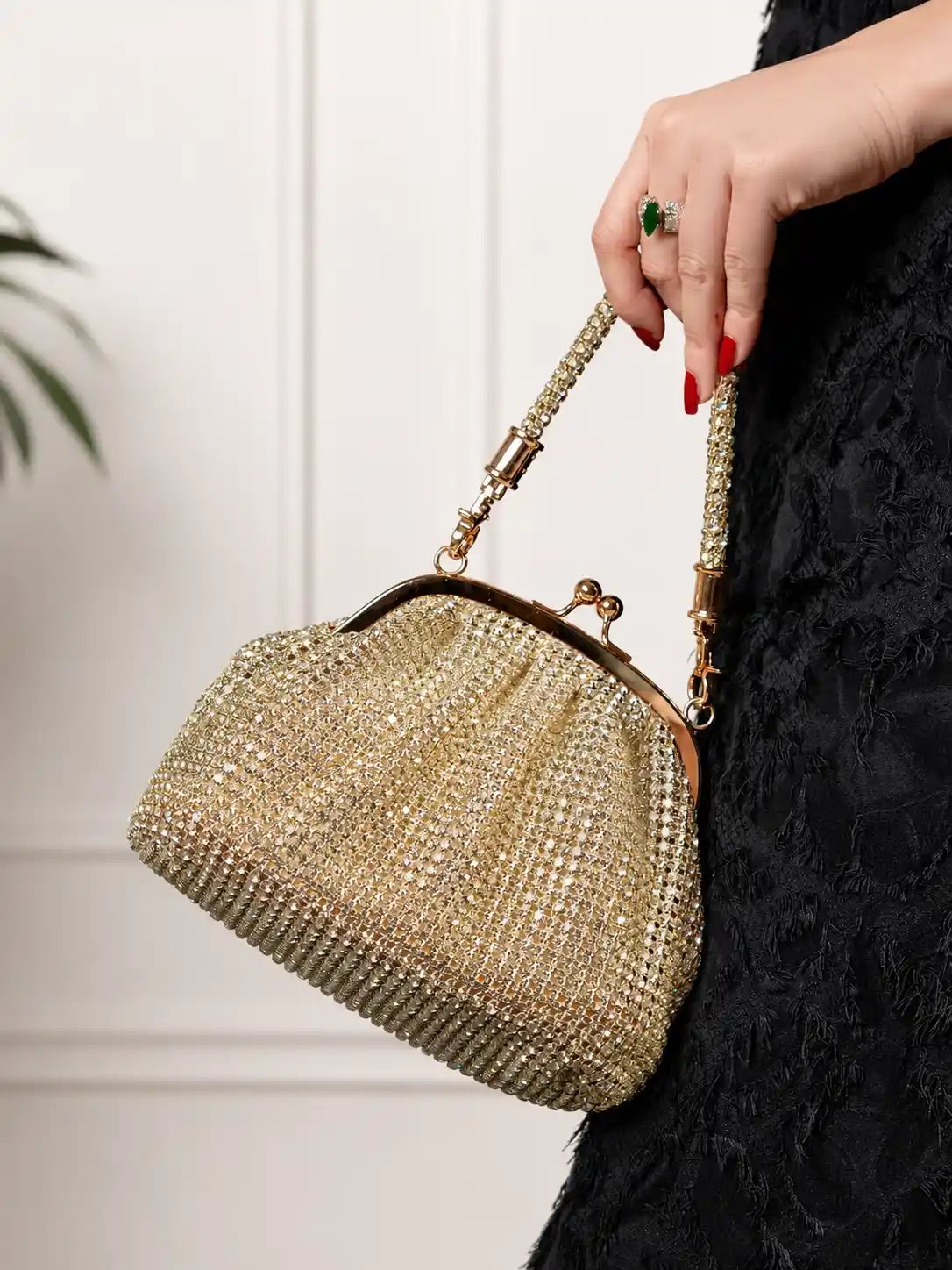 Premium Golden Crystal Stone Bag for Women | Top 2026 Luxury Bridal Party Purse - Image 2