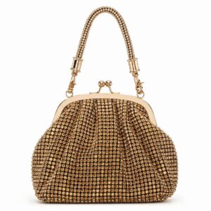 Premium Golden Crystal Stone Bag Luxury Rhinestone Party Handbag for Women