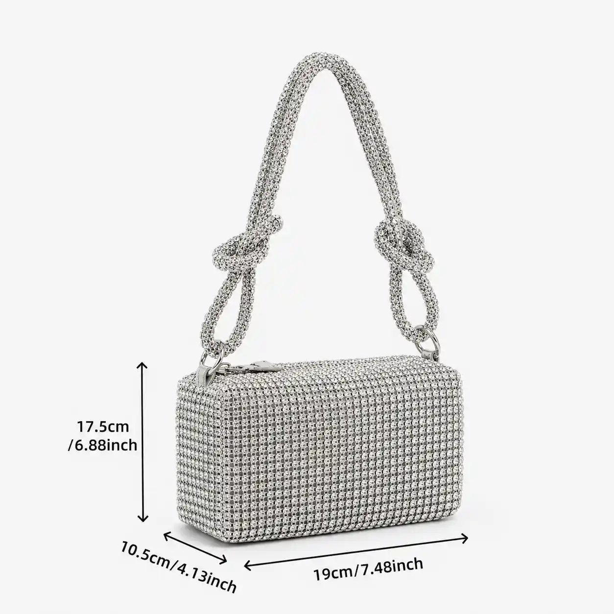 Silver Crystal Box Clutch Bag – Stunning Luxury Party Purse for Women 2026 - Image 3