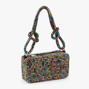 Rainbow Crystal Stone Shoulder Bag Luxury Multicolor Evening Party Purse for Women