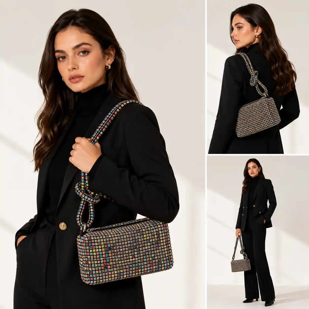 Rainbow Crystal Stone Shoulder Bag 2026 | Stunning Luxury Party Purse - Image 3
